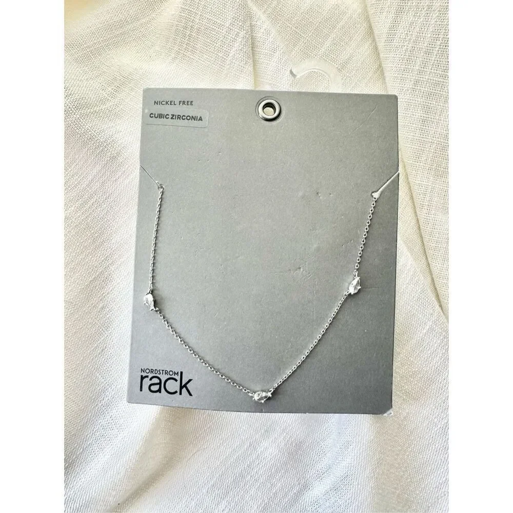 Nordstrom Cubic zirconia delicate triple pair cut necklace ￼